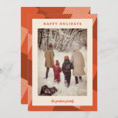 Cozy Vintage Rode Geruite Fotolijst Feestdagenkaart (Voorkant / Achterkant)