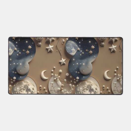 Cozy Warm Beige Celestial Moon Bureaumat (Voorkant)