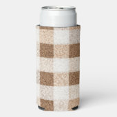 Cozy Warm Brown Cream Plaid Stripes Christmas Seltzer Blikjeskoeler (Seltzer Achterkant)