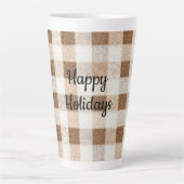 Cozy Warm Brown Cream Stripes Christmas Latte Mok (Voorkant)