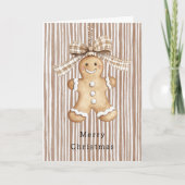 Cozy Warm Christmas Cute Happy Gingerbread Stripes Kaart (Voorkant)