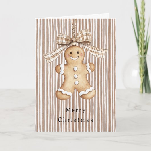 Cozy Warm Christmas Cute Happy Gingerbread Stripes Kaart (Voorkant)