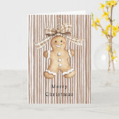 Cozy Warm Christmas Cute Happy Gingerbread Stripes Kaart (Gele Bloem)
