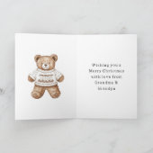 Cozy Warm Christmas Cute Happy Teddy Bear Stripes Kaart (Binnen)