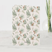 Cozy Warm Christmas Poinsettia Pine Cones Bird Kaart (Achterkant)