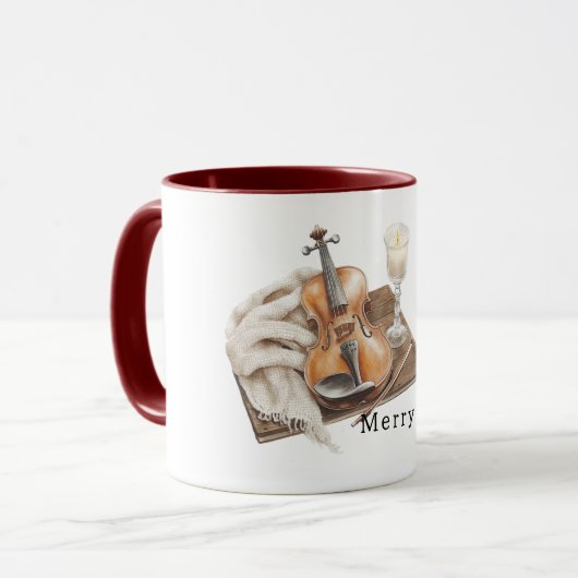 Cozy Warm Christmas Violin Candle Mok (Voorkant links)