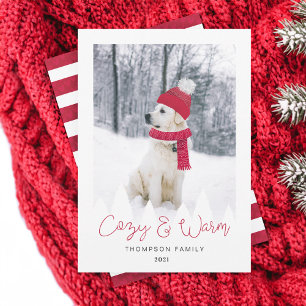 Cozy & Warm Family & Pet Photo Winter Pet & Scarf Feestdagenkaart