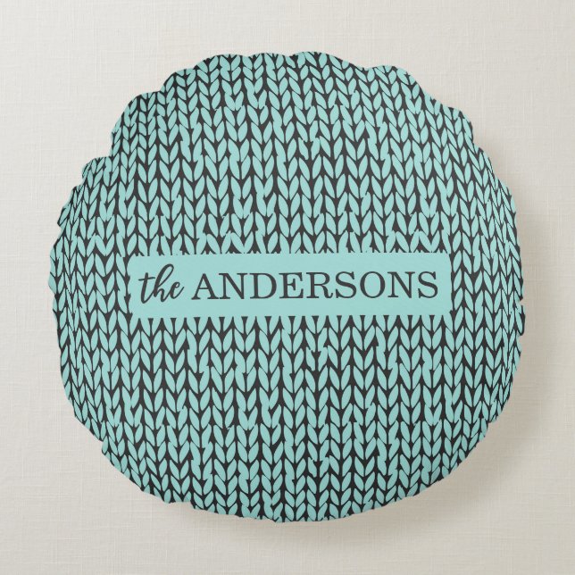 Cozy Warm Knit Pattern Winter Throw Pillow Rond Kussen (Voorkant)