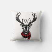 Cozy & Warm | Monogram rode buffelplaat Kussen (Voorkant)