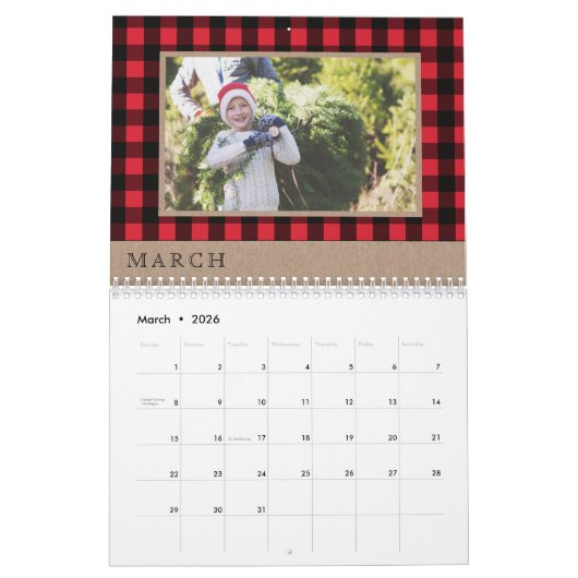 Cozy & Warm | Monogram rode bufferplaat Kalender (Mar 2026)