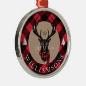 Cozy & Warm | Monogram rode bufferplaat Metalen Ornament (Rechts)