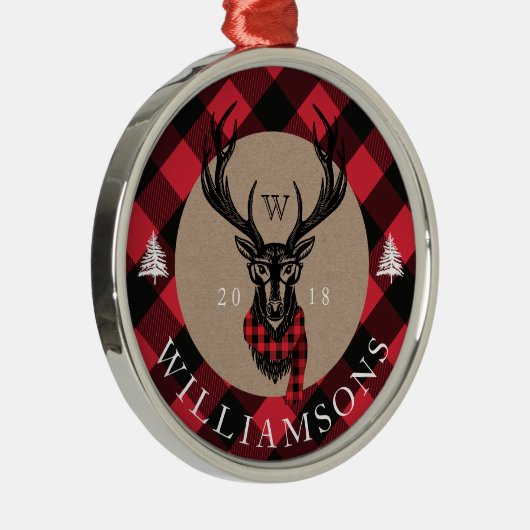 Cozy & Warm | Monogram rode bufferplaat Metalen Ornament (Rechts)