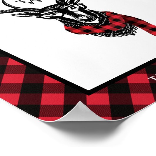 Cozy & Warm | Monogram rode bufferplaat Poster (Hoek)