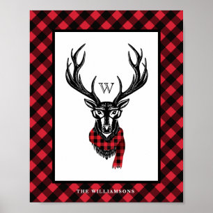 Cozy & Warm   Monogram rode bufferplaat Poster