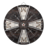 Cozy Warm Rustic Wood Grain Family Monogram Dart Dartbord (Voorkant)
