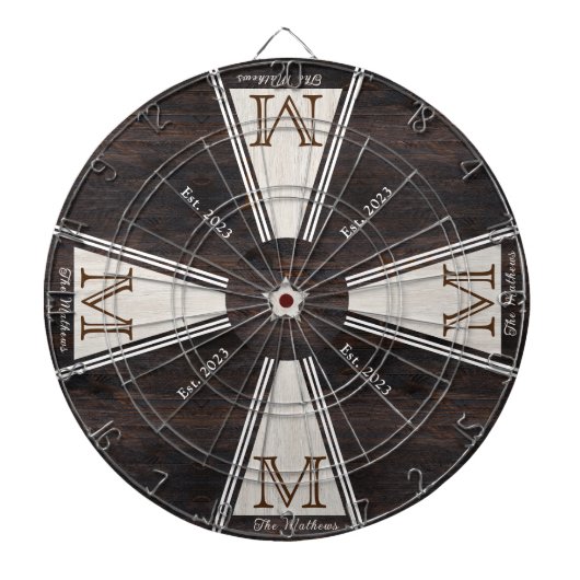 Cozy Warm Rustic Wood Grain Family Monogram Dart Dartbord (Voorkant)