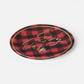 Cozy & Warm script | Rode Buffalo met kerstmis Papieren Bordje (Gekanteld)