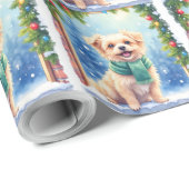 Cozy Watercolor Affenpinscher Christmas Snowy Cadeaupapier (Rol Hoek)
