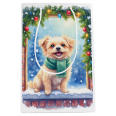 Cozy Watercolor Affenpinscher Christmas Snowy Medium Cadeauzakje (Voorkant)