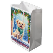 Cozy Watercolor Affenpinscher Christmas Snowy Medium Cadeauzakje (Achterkant Gekanteld)