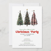 Cozy watercolor buffalo Christmas tree invitation Kaart (Voorkant)