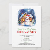 Cozy Watercolor Christmas Scene Festive Invite Kaart (Voorkant)