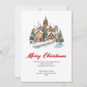 Cozy Watercolor Christmas Scene Greeting Card Feestdagenkaart (Voorkant)