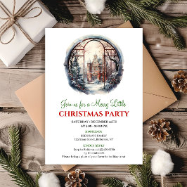 Cozy watercolor christmas scene party invitation kaart