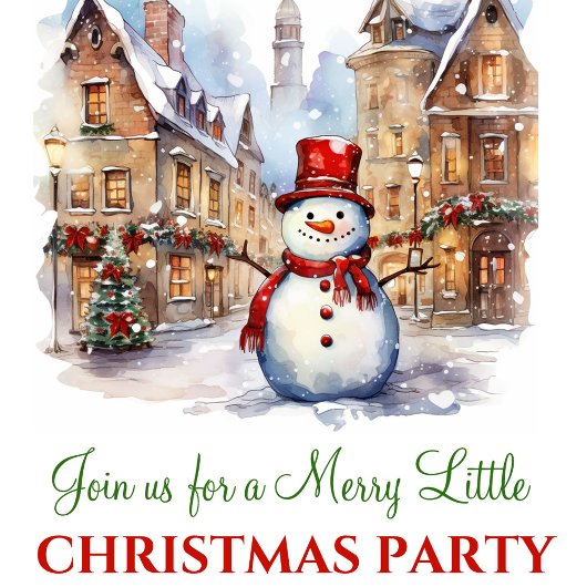 Cozy watercolor christmas scene party invitation kaart