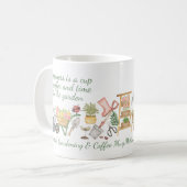 Cozy Watercolor Gardening Tools Rose Botanical  Koffiemok (Voorkant links)