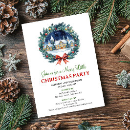 Cozy Watercolor Holiday Scene Christmas Invitation Kaart