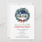 Cozy Watercolor Holiday Scene Christmas Invitation Kaart (Voorkant)