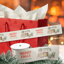 Cozy Watercolor Mice Vintage Christmas Satijnen Lint