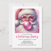 Cozy Watercolor Pink Santa Bubble Gum Christmas Kaart (Voorkant)