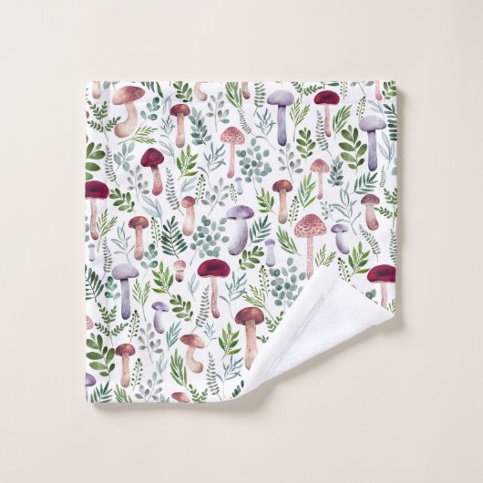 Cozy Waterverf Mushrooms Patroon Bad Handdoek (Wasdoekje)