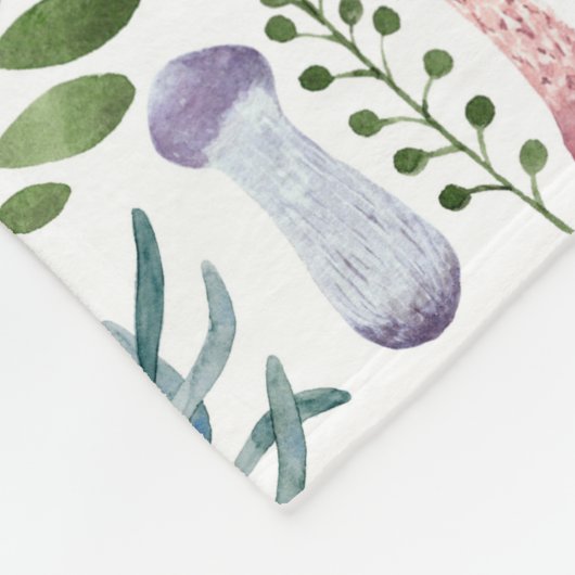 Cozy Waterverf Mushrooms Patroon Fleece Deken (Hoek)