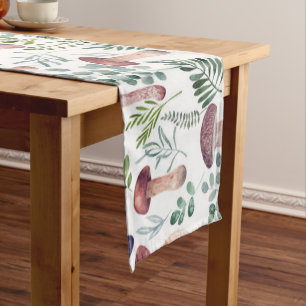 Cozy Waterverf Mushrooms Patroon    Korte Tafelloper