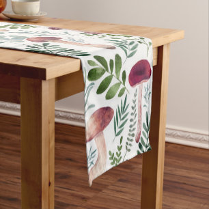 Cozy Waterverf Mushrooms Patroon     Korte Tafelloper
