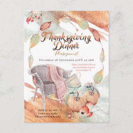 Cozy Waterverf pomkin  Leaf Thanksgiving Briefkaart