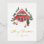 Cozy Waterverf Red Kerstmis Folie Feestdagen Briefkaart<br><div class="desc">Vrolijk kerstfeest! Met dit aanpasbare gouden folie kerstbriefkaart kunt u uw familie en vrienden warm kerstcadeautjes sturen. Het is voorzien van een waterverf rood kerstcadeautje met een griezelige winterwonderlandscène. Pas dit waterverf Kerstmis briefkaart aan door uw eigen details toe te voegen. Deze luie kerstkaartje is beschikbaar op andere kaarten.</div>
