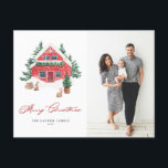 Cozy Waterverf Red Kerstmis Foto Feestdagenkaart<br><div class="desc">Vrolijk kerstfeest! Met dit aanpasbare kerstbriefkaart kun je familie en vrienden warm kerstcadeautjes sturen. Het is voorzien van een waterverf rood kerstcadeautje met een griezelige winterwonderlandscène. Pas deze waterverf het briefkaart van de Kerstmis aan door uw eigen details toe te voegen. Dit luie briefkaart voor kerstvakantie is beschikbaar op andere...</div>