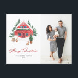 Cozy Waterverf Red Kerstmis Foto Feestdagenkaart<br><div class="desc">Vrolijk kerstfeest! Met dit aanpasbare kerstbriefkaart kun je familie en vrienden warm kerstcadeautjes sturen. Het is voorzien van een waterverf rood kerstcadeautje met een griezelige winterwonderlandscène. Pas deze waterverf het briefkaart van de Kerstmis aan door uw eigen details toe te voegen. Dit luie briefkaart voor kerstvakantie is beschikbaar op andere...</div>