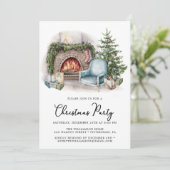 Cozy Waterverf Uitnodiging voor kerstfeestdagen th (Staand voorkant)