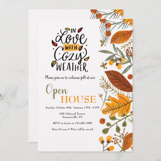 Cozy Weather Open House Uitnodiging (Voorkant / Achterkant)