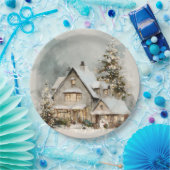 Cozy Whimsical Christmas House | Paper Plates Papieren Bordje (Feest)