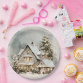 Cozy Whimsical Christmas House | Paper Plates Papieren Bordje (Feest)