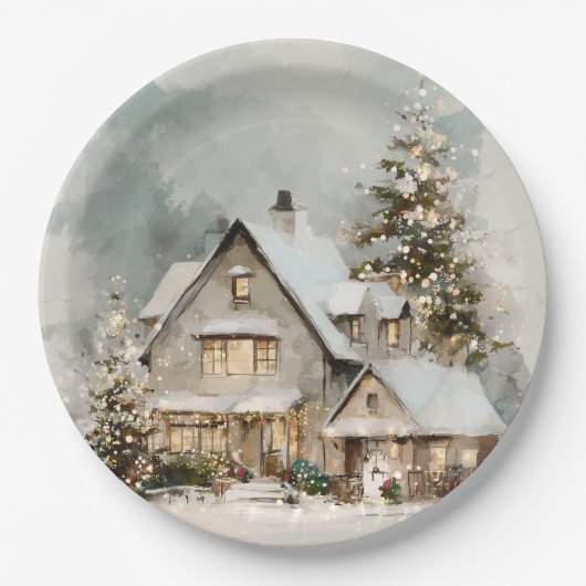 Cozy Whimsical Christmas House | Paper Plates Papieren Bordje (Voorkant)
