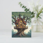 Cozy Whimsical Treehouse Made From Antique Books Briefkaart (Staand voorkant)