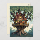 Cozy Whimsical Treehouse Made From Antique Books Briefkaart (Voorkant / Achterkant)