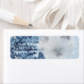 Cozy White Cat Snowy Winter Forest Etiket (Insitu)